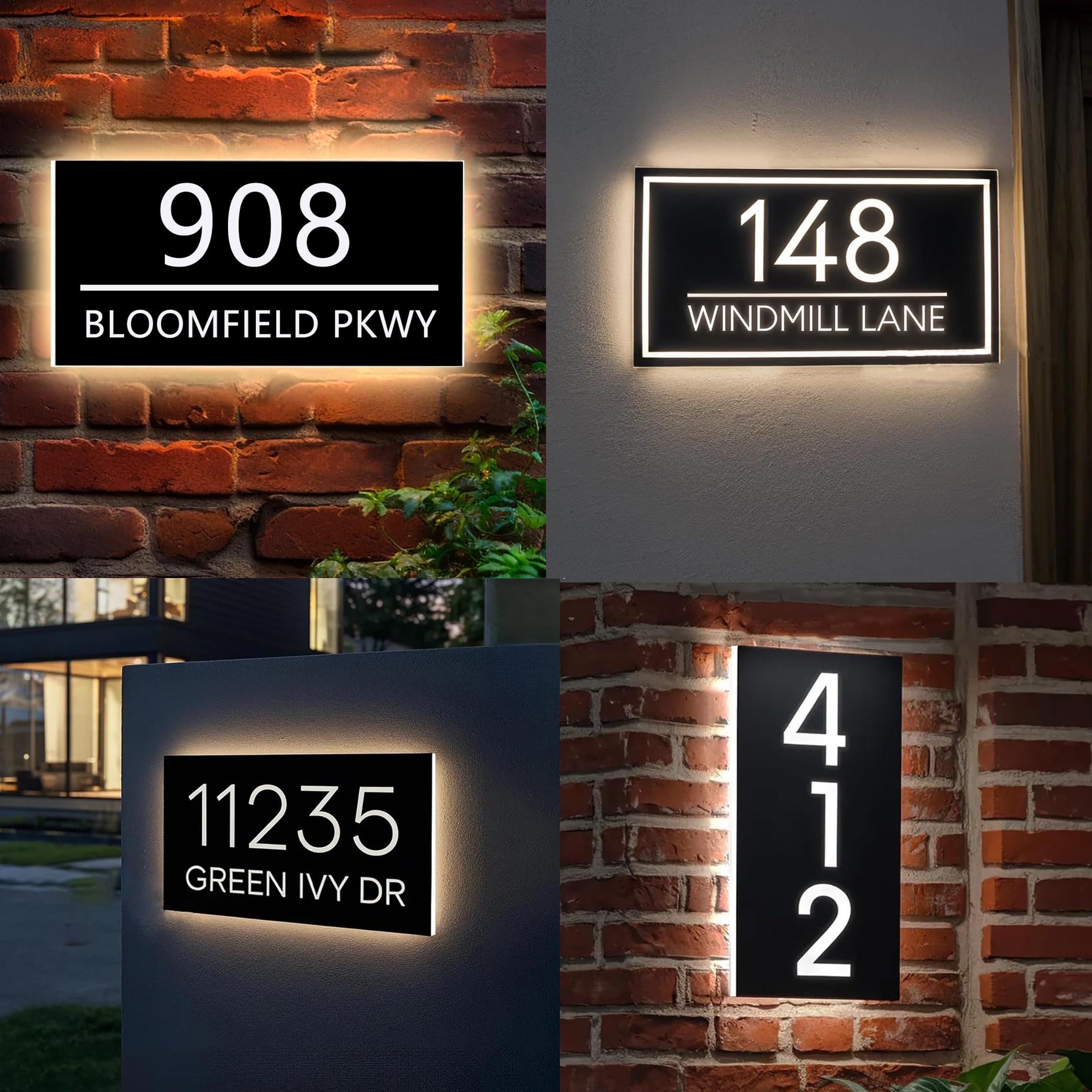 New house gift illuminated address plaque presentation