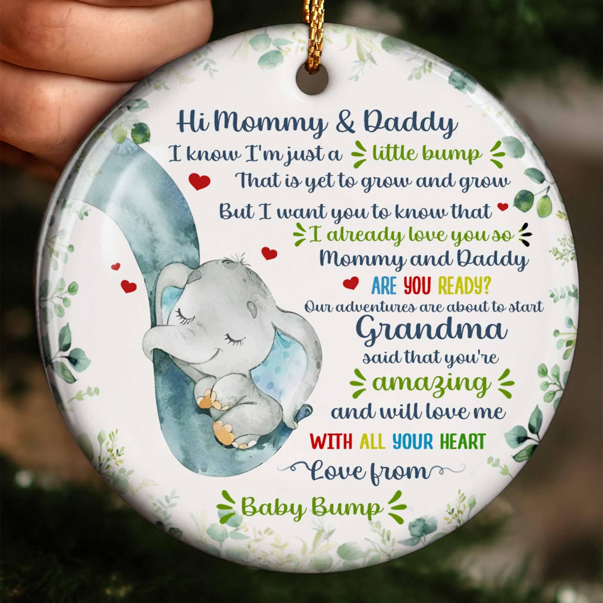 Ceramic baby bump ornament for pregnancy announcements