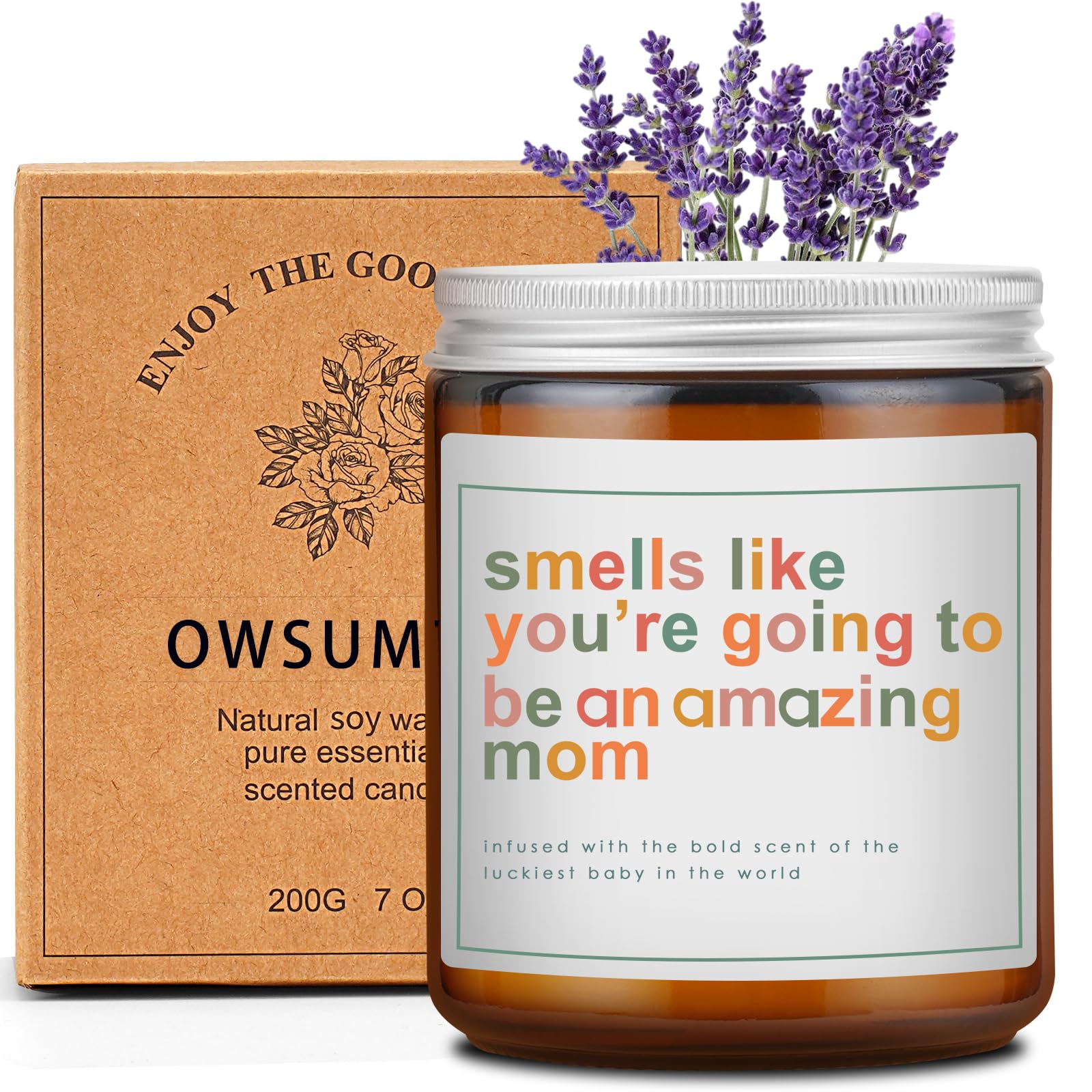 New mom gift lavender candle with heartwarming message