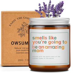 New mom gift lavender candle with heartwarming message