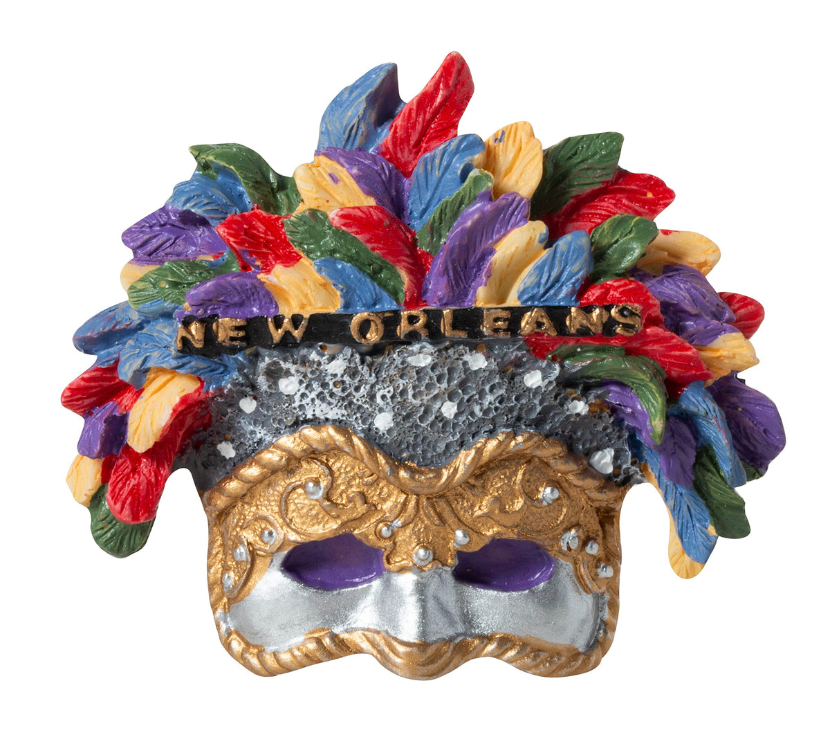 New Orleans Mardi Gras feather mask magnet 2.5 x 2.25 inches hand painted polyresin