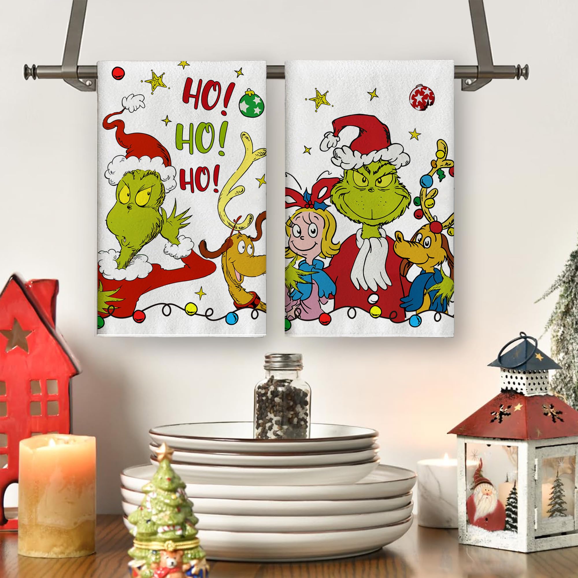 Festive holiday decor dish towels by Yarcooly Christmas Kitchen Towels