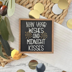 New Years Eve tray decor mini sign for shelves and bar carts