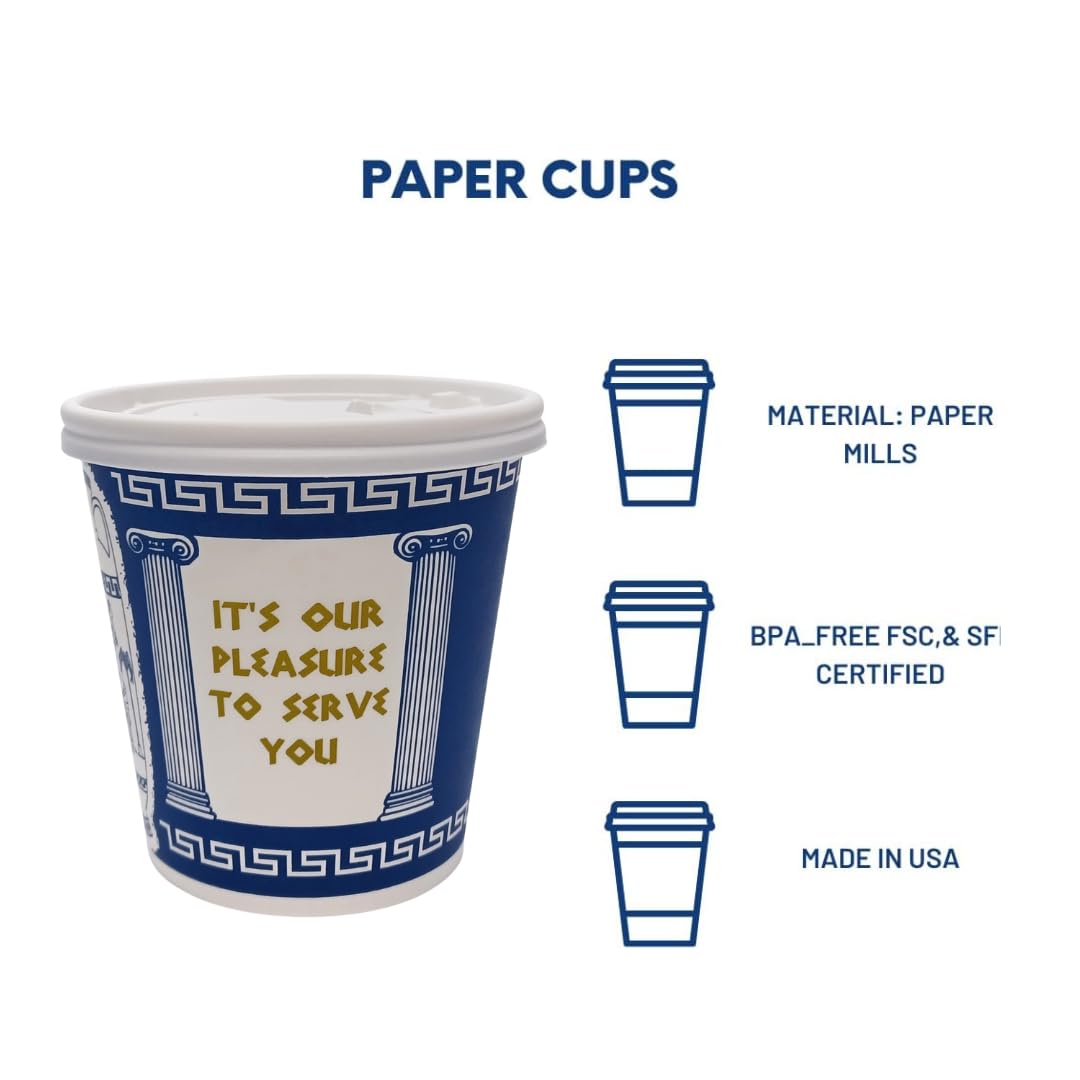 New York 10 oz paper coffee cups with white lids