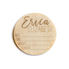 Newborn Announcement Sign for Hospital on 4 inch round birch wood