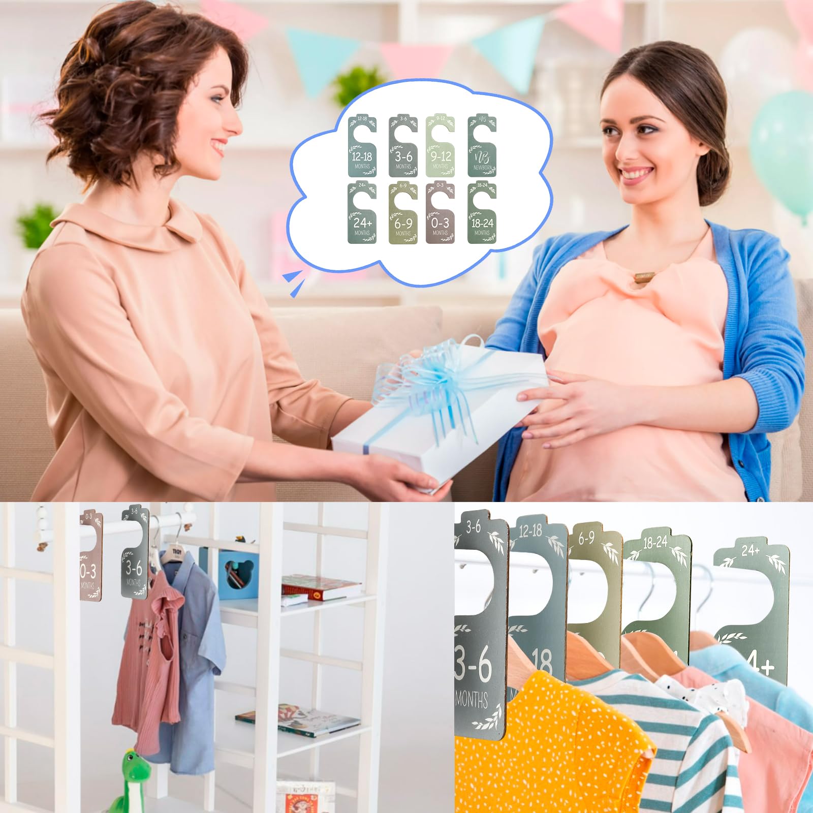 Eight color coded baby closet dividers image
