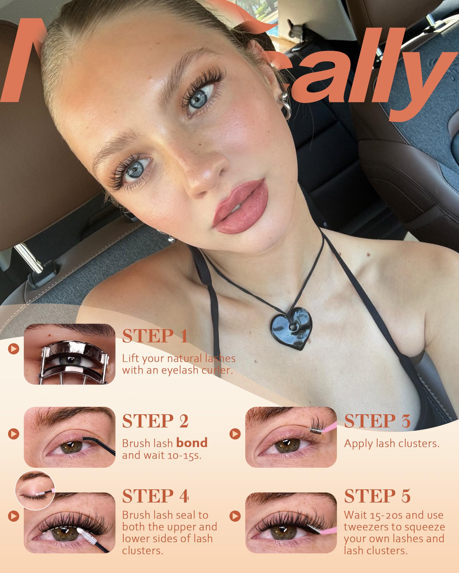 3-4 clusters per eye full lash look with breeze cluster