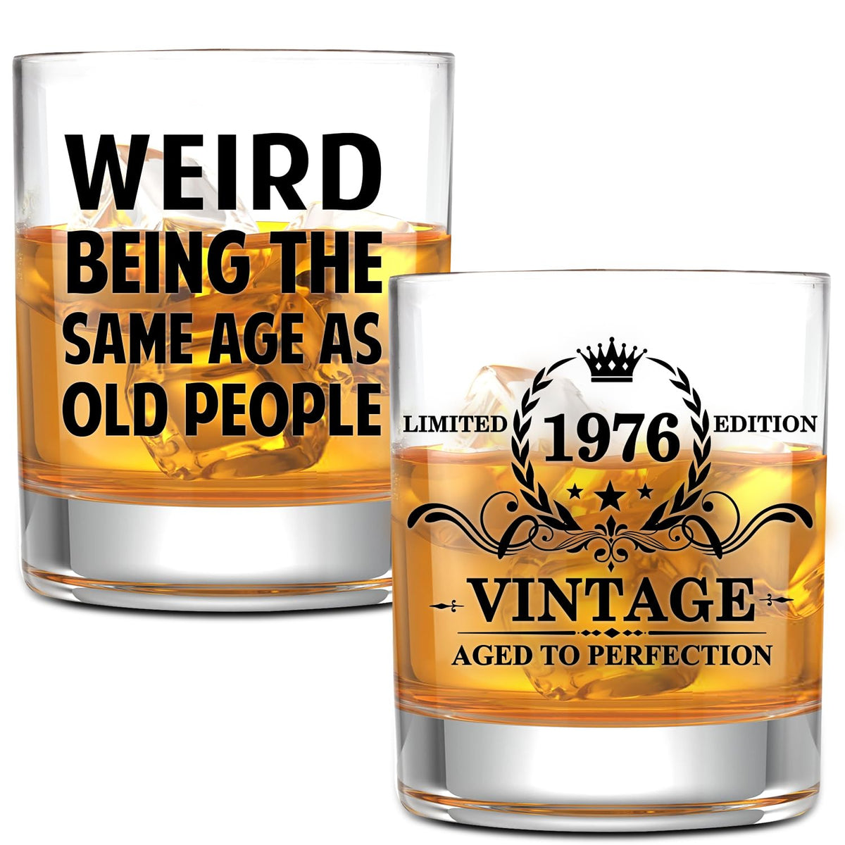 NewEleven 50th birthday gifts for him whiskey glass front view