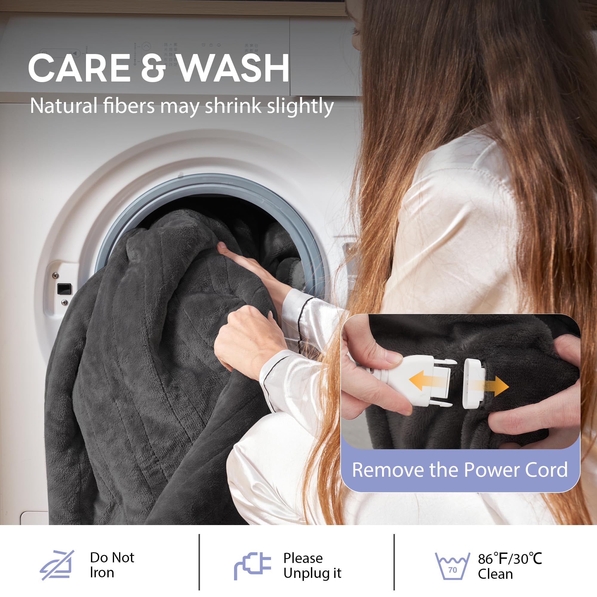 100% polyester with 300gsm flannel and 300gsm sherpa softness