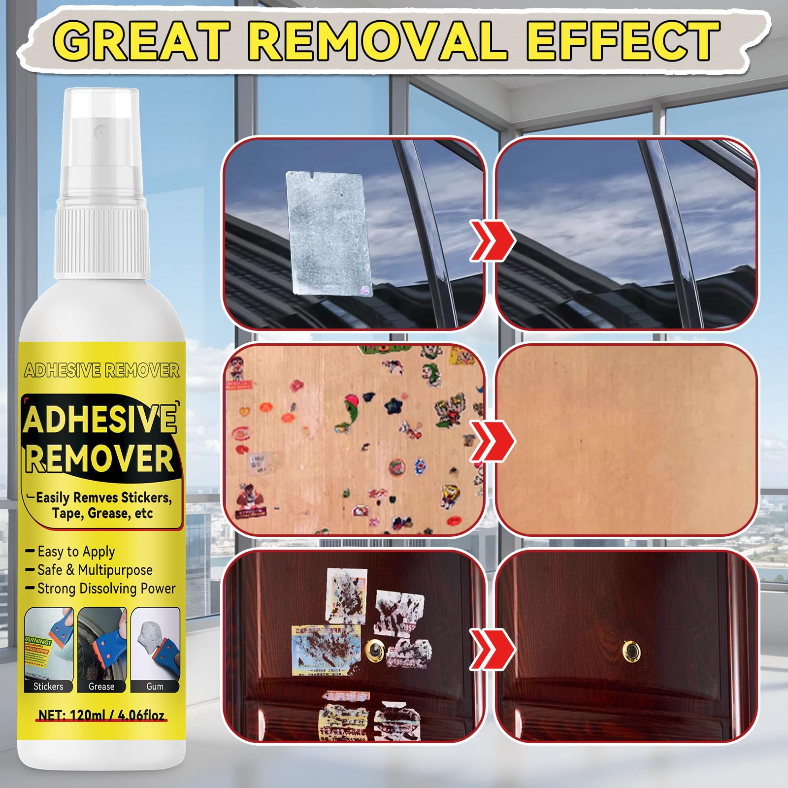 Plastic scraper included with adhesive remover