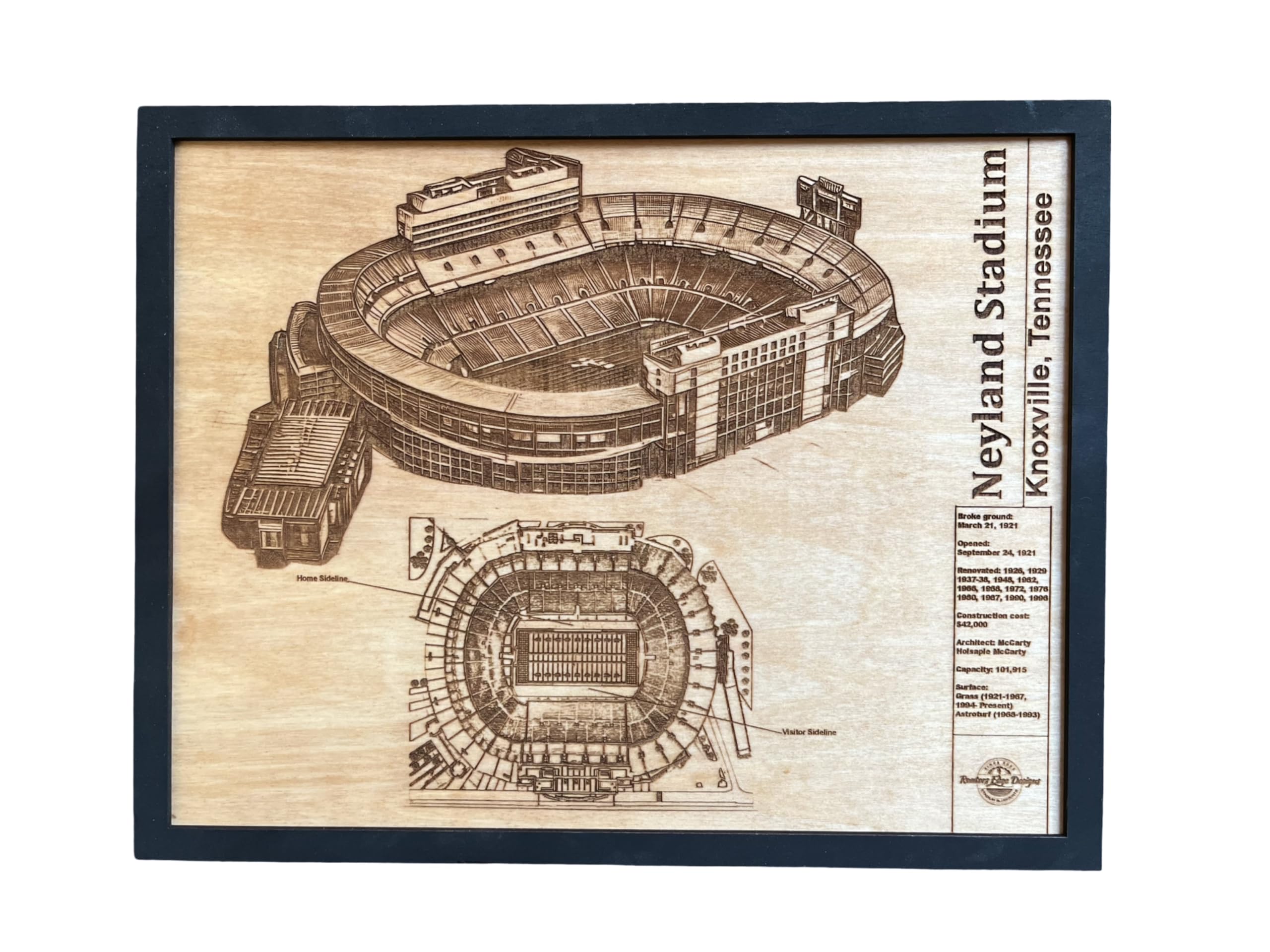 Neyland Stadium Knoxville Tennessee wood wall hanging front view