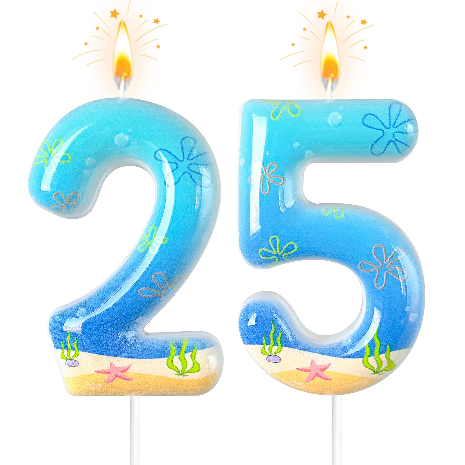 NHJINX Number 25 Birthday Candle on cake with colorful patterns