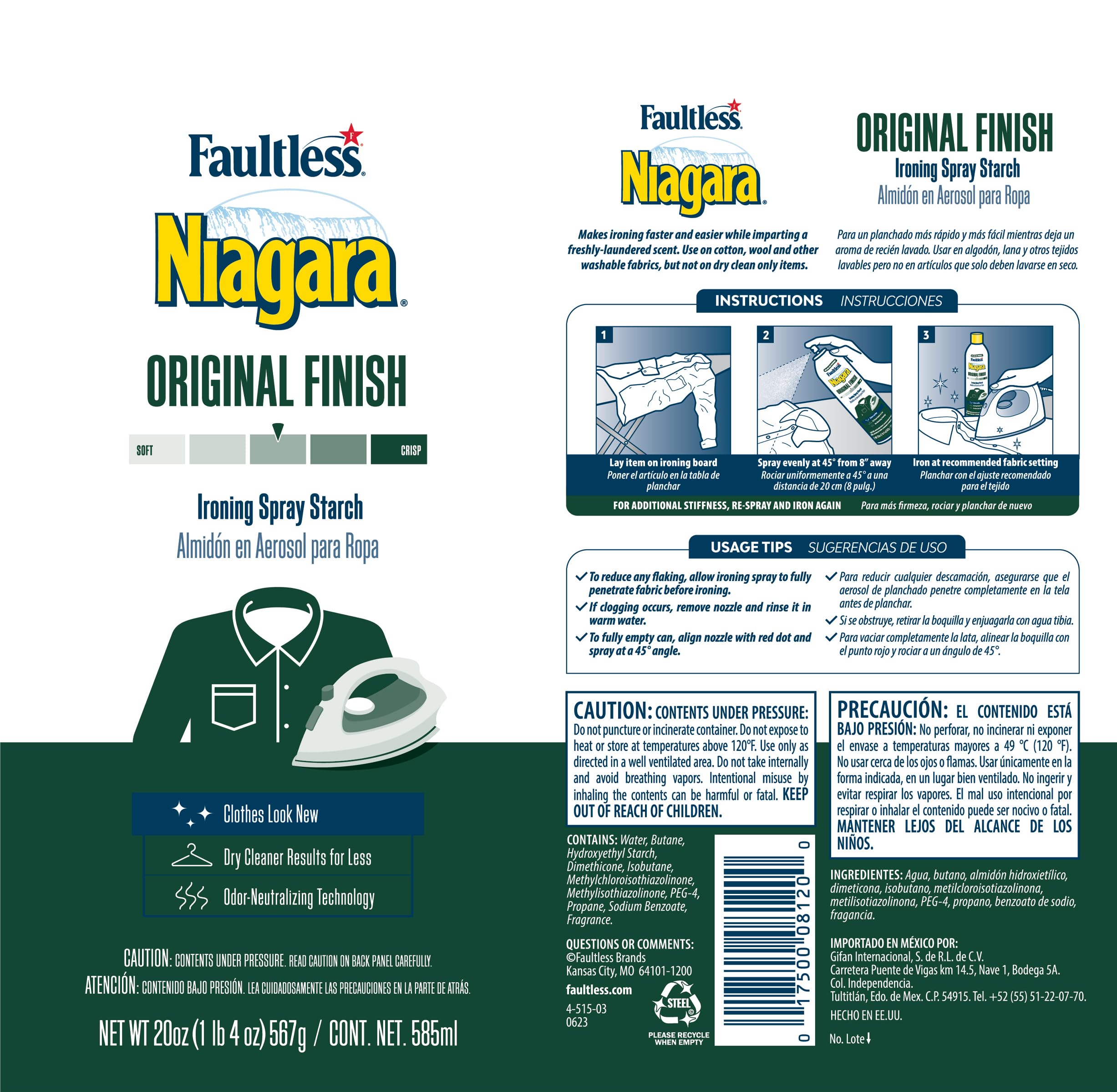 Niagara ironing spray starch 20 oz four-pack