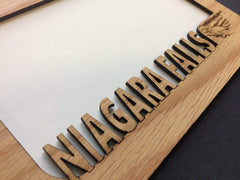 Engraved Niagara Falls design on frame opening