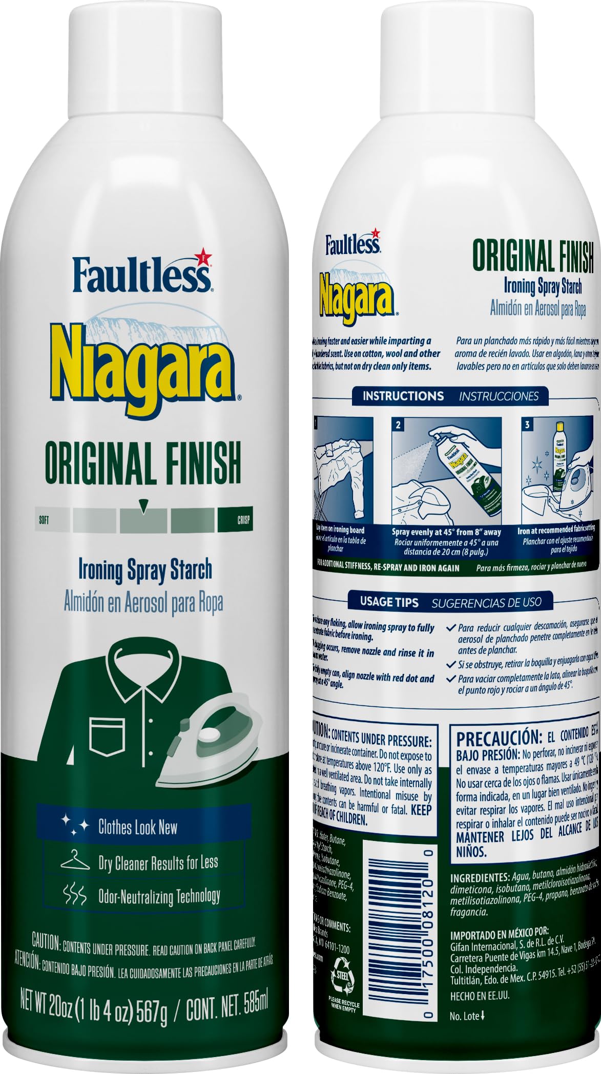 Niagara Original Hold Spray Starch for clothes 20 oz cans