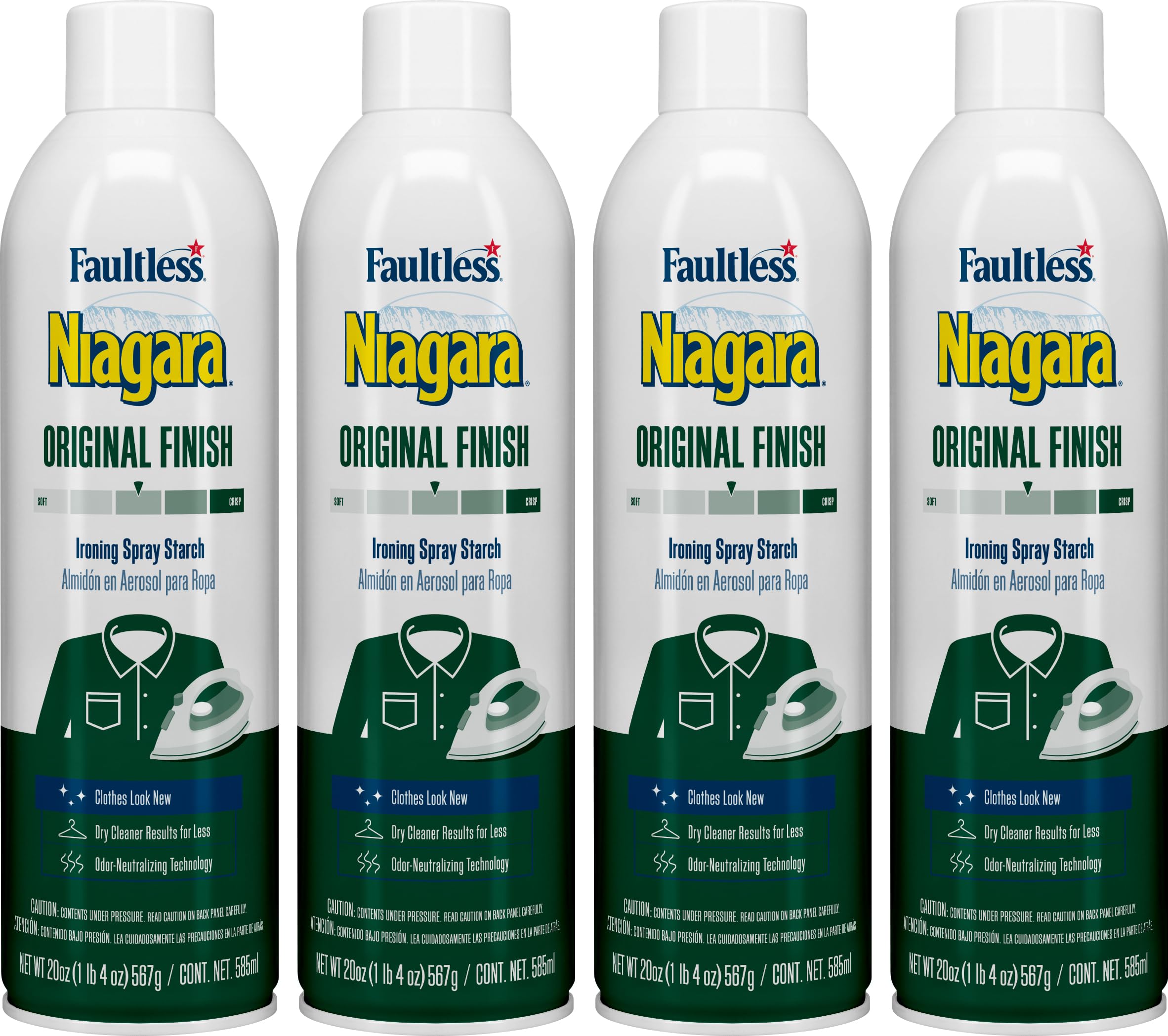Niagara Original Hold Spray Starch 20 oz can four-pack