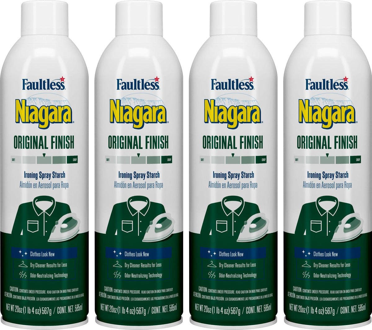 Niagara Original Hold Spray Starch 20 oz can four-pack