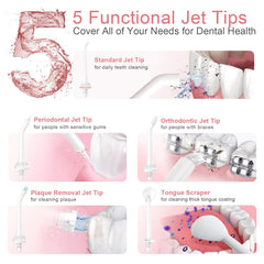 Five jet tips included with flosser