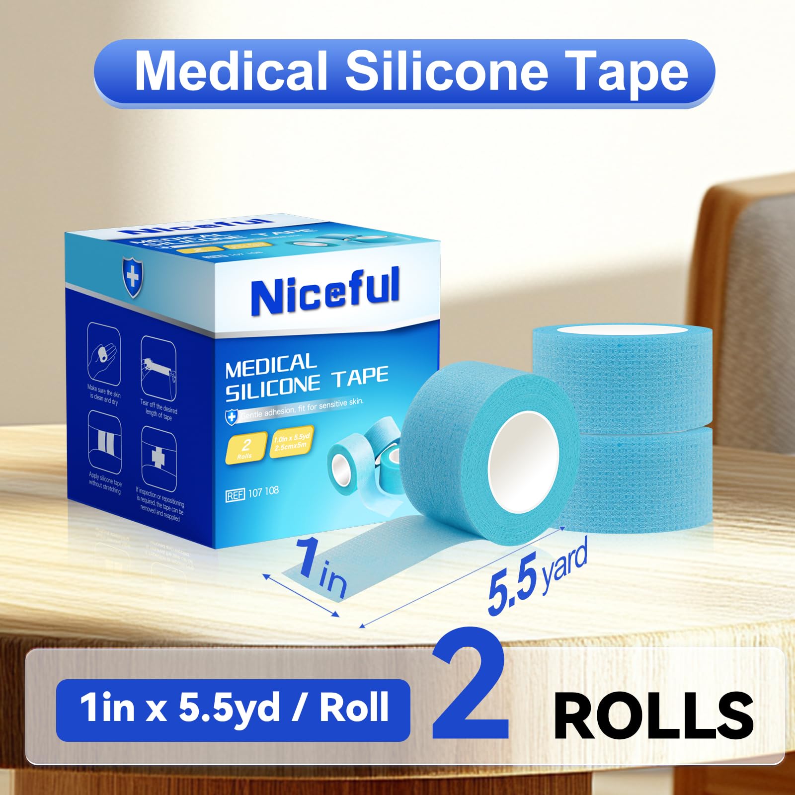 Niceful silicone tape packaging with rolls