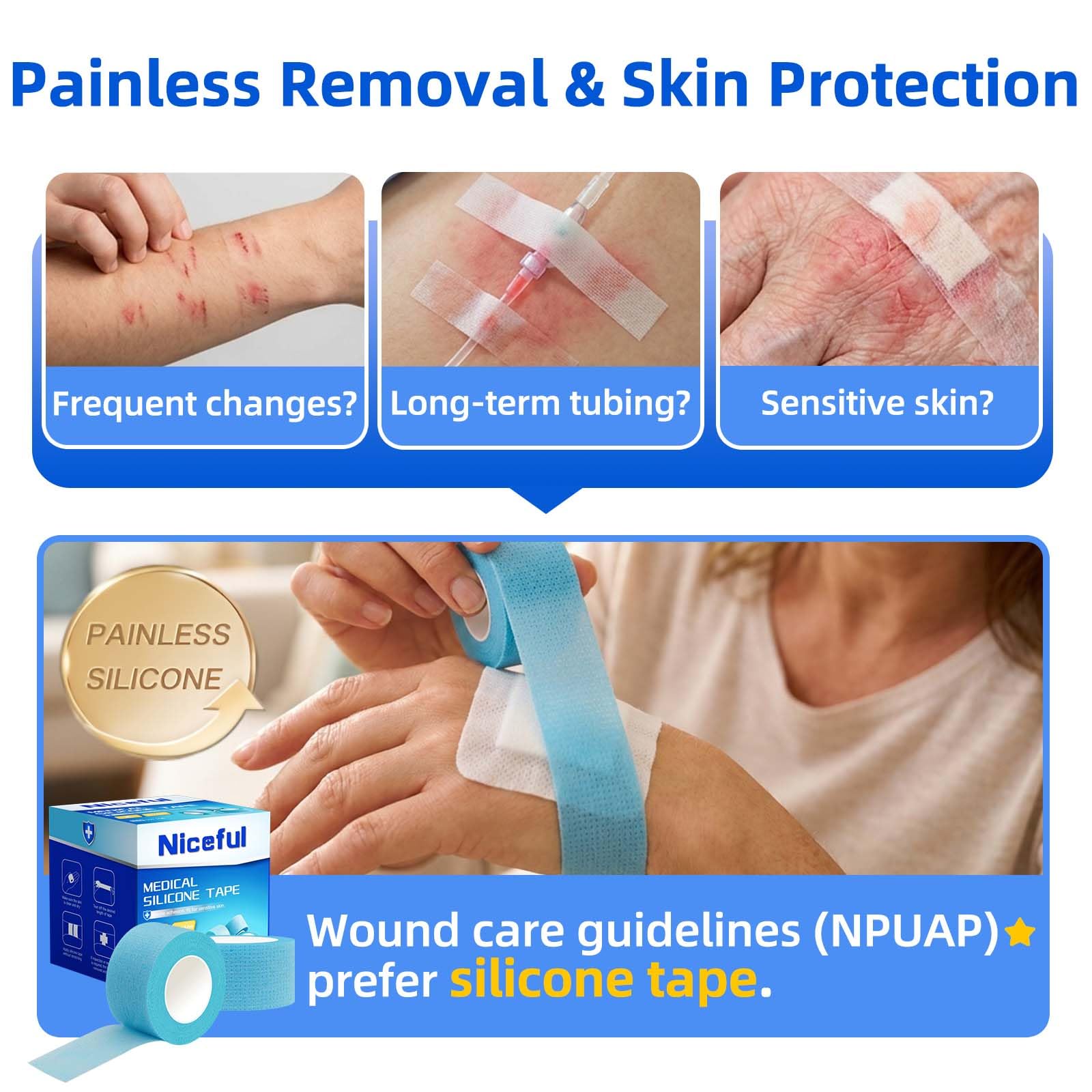 Niceful hypoallergenic silicone tape for sensitive skin