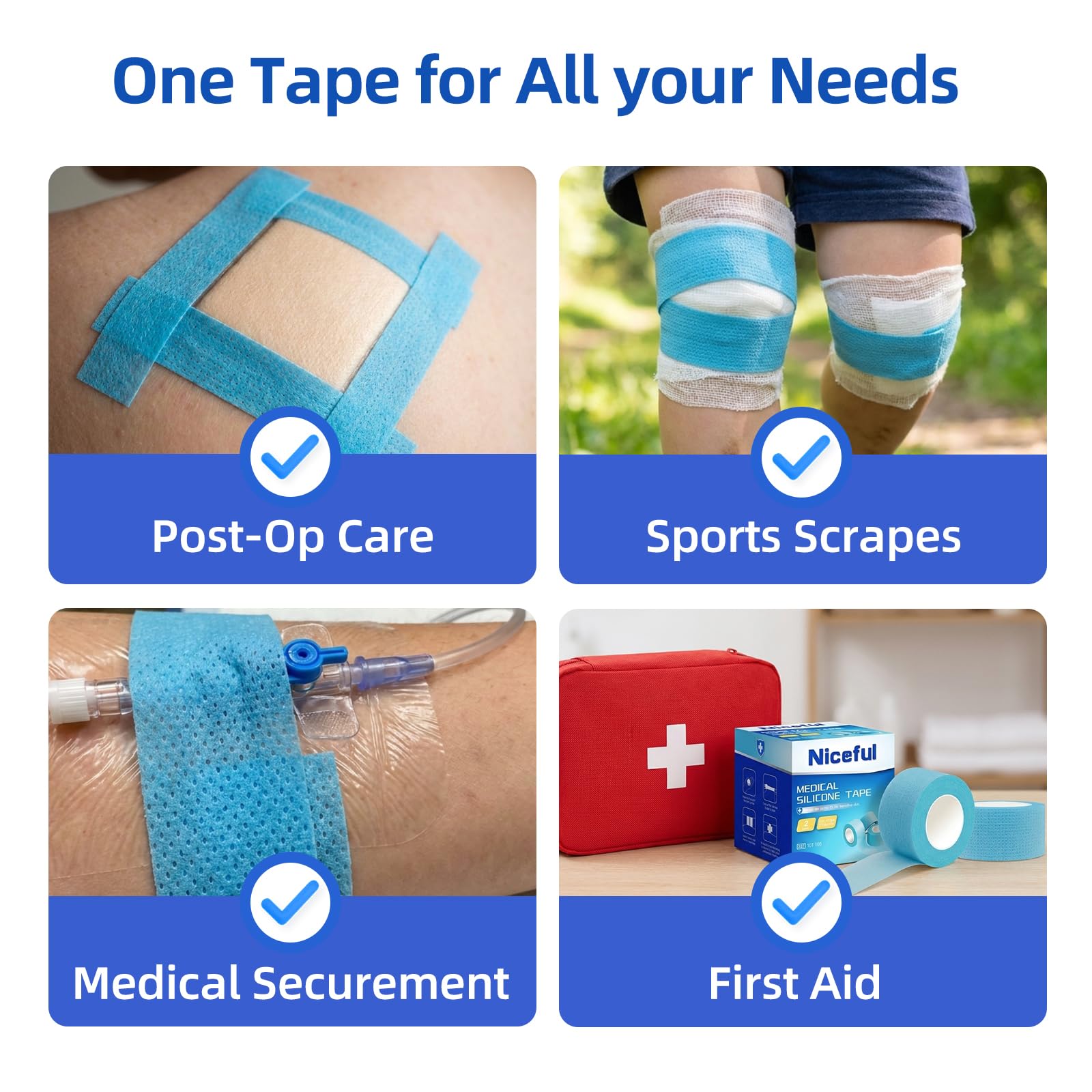Easy tear by hand silicone tape for quick dressings