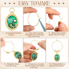 Nickel-free KC gold wine charms with rings and beads