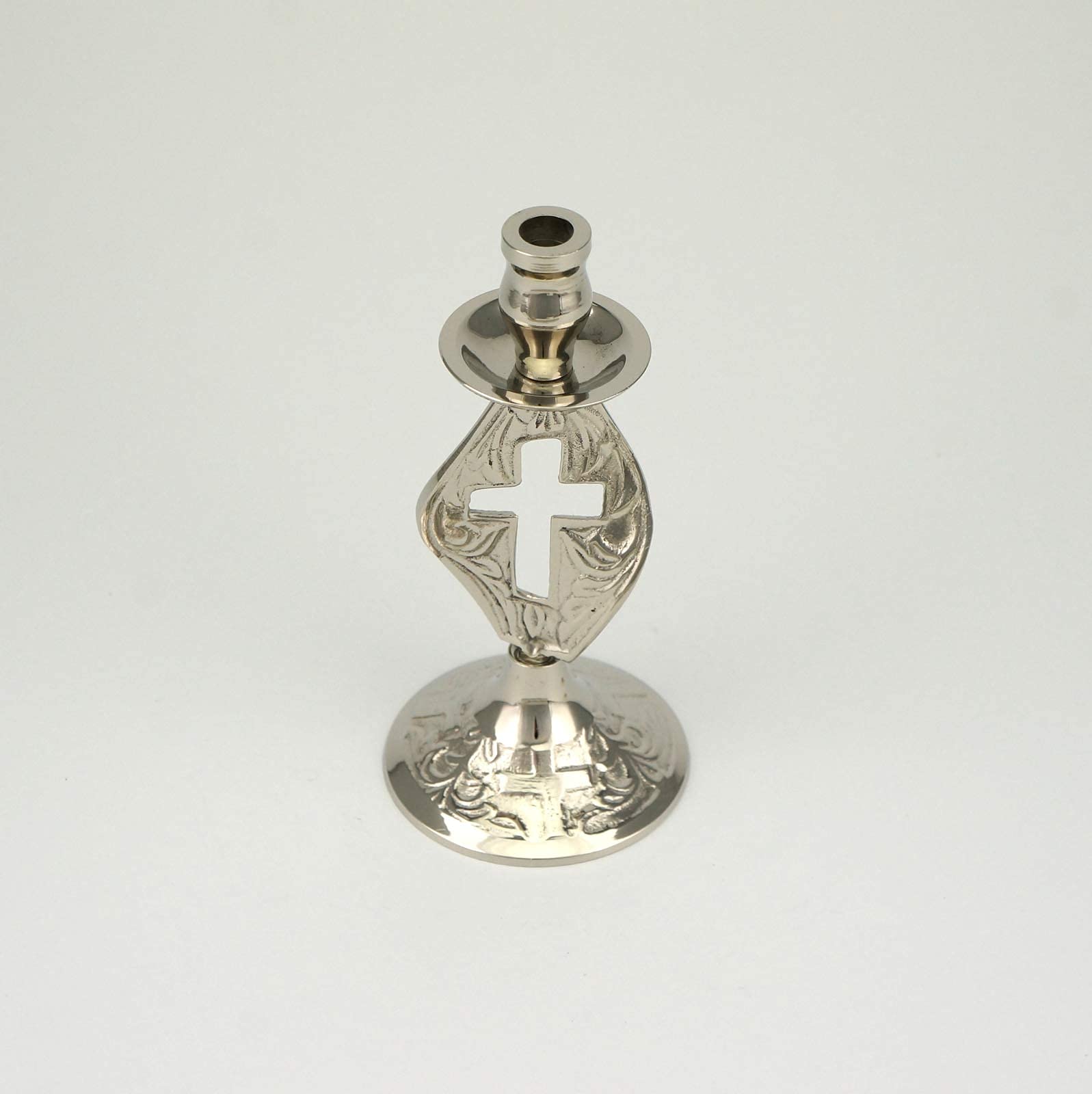 Nickel plated candlestick designed for 5/16 inch candles