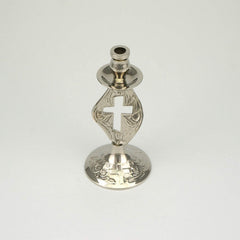 Nickel plated candlestick designed for 5/16 inch candles