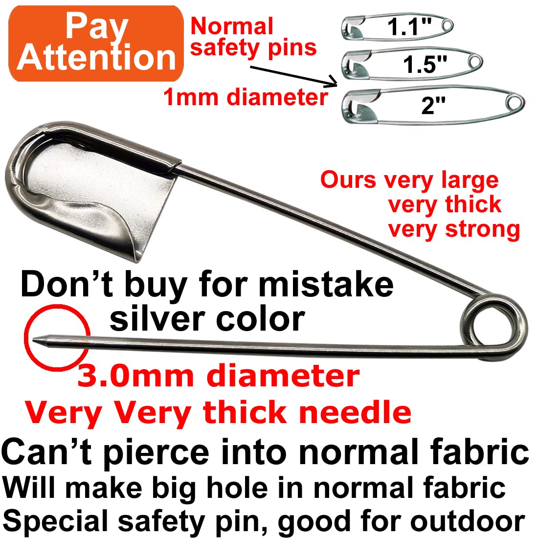 silver color safety pins used for crafting and key rings