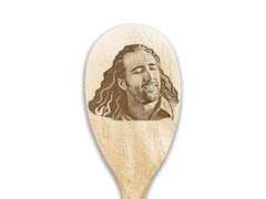 Nicolas Cage Face laser engraving on wooden spoon