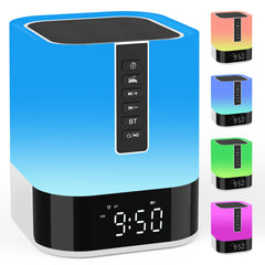 Night Light Bluetooth Speaker Alarm Clock with warm dimmable lamp