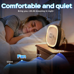 Quiet 3-speed desk fan with night light