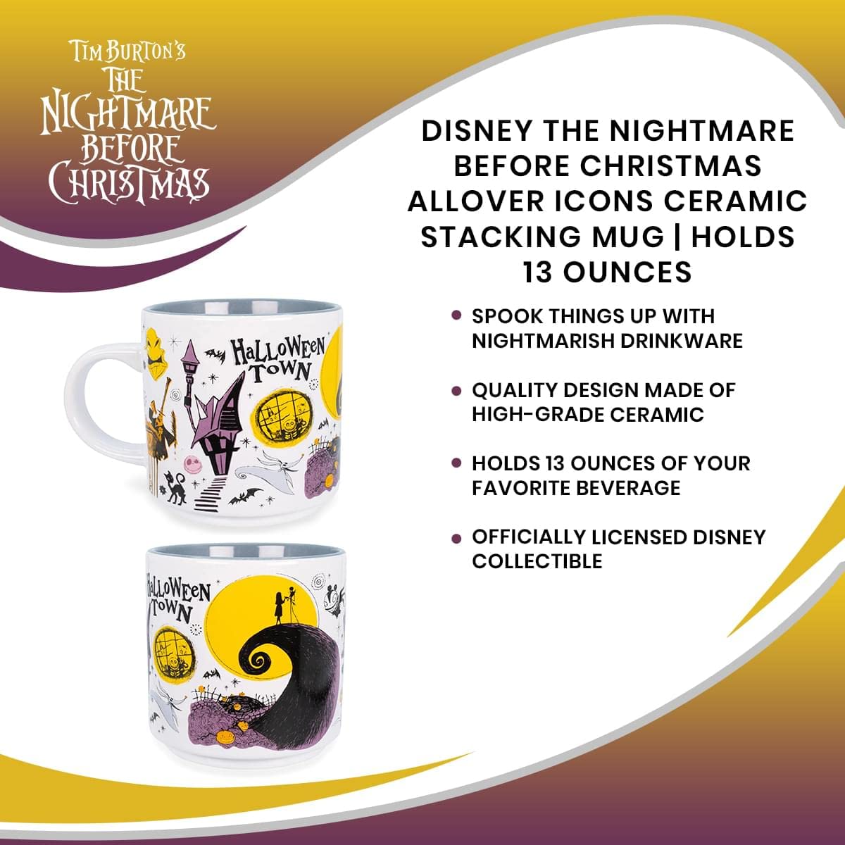 Microwave and top-rack dishwasher safe Nightmare Before Christmas mug