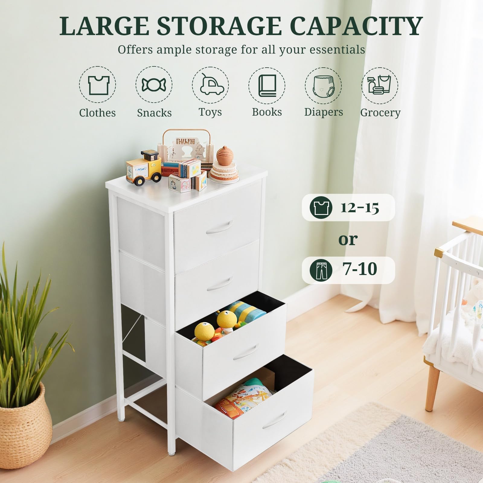 Adjustable leveling feet on white nightstand