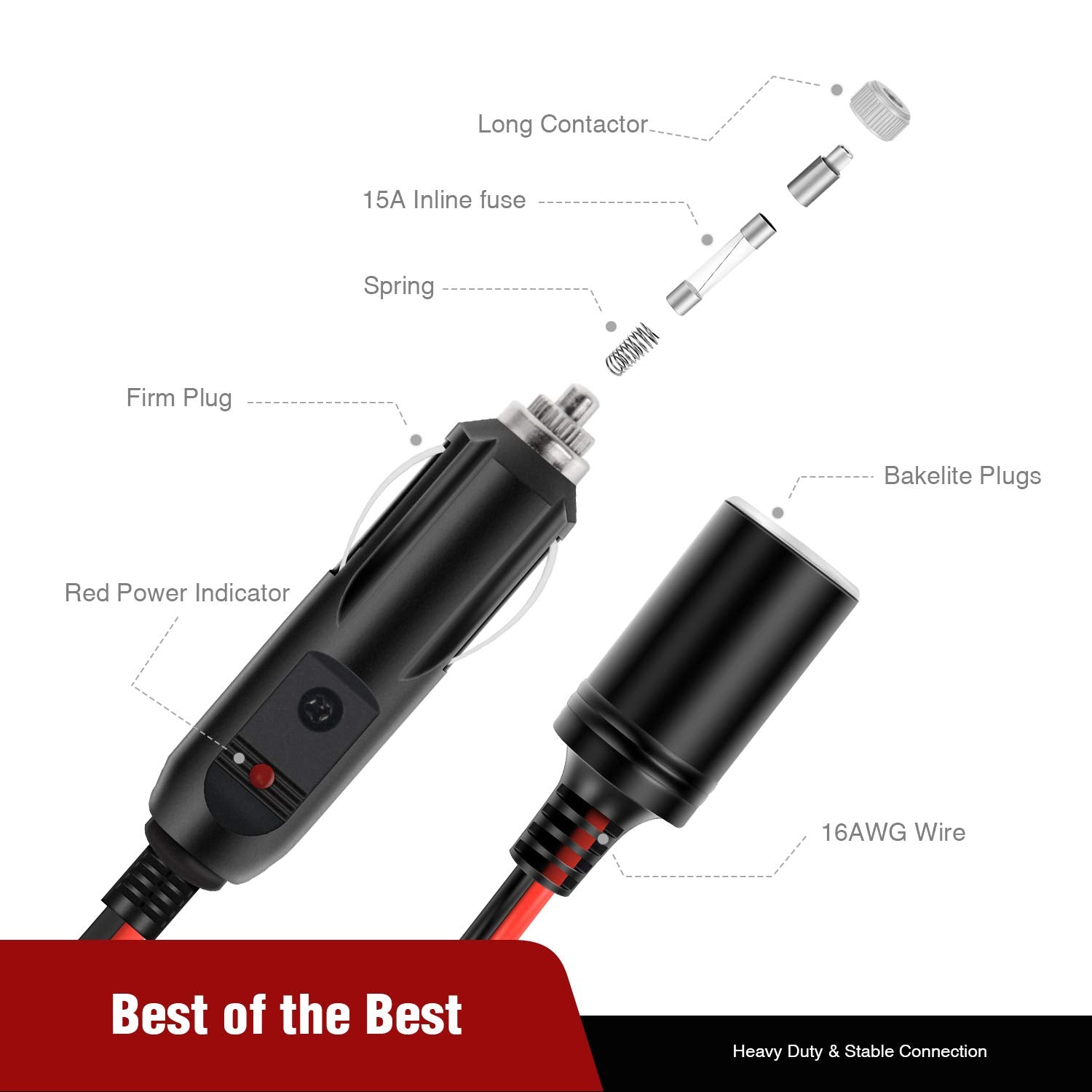Nilight 25 cm cable length between plug and sockets