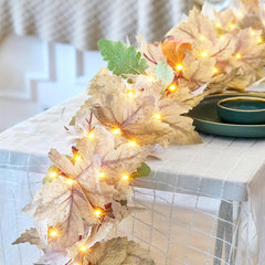 Nine-foot fall garland displayed on mantel option