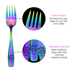 Toddler safe flatware rainbow forks dishwasher safe