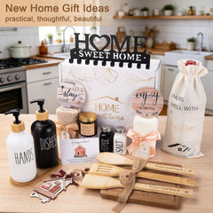 Nineteen piece gift basket for homeowners contents