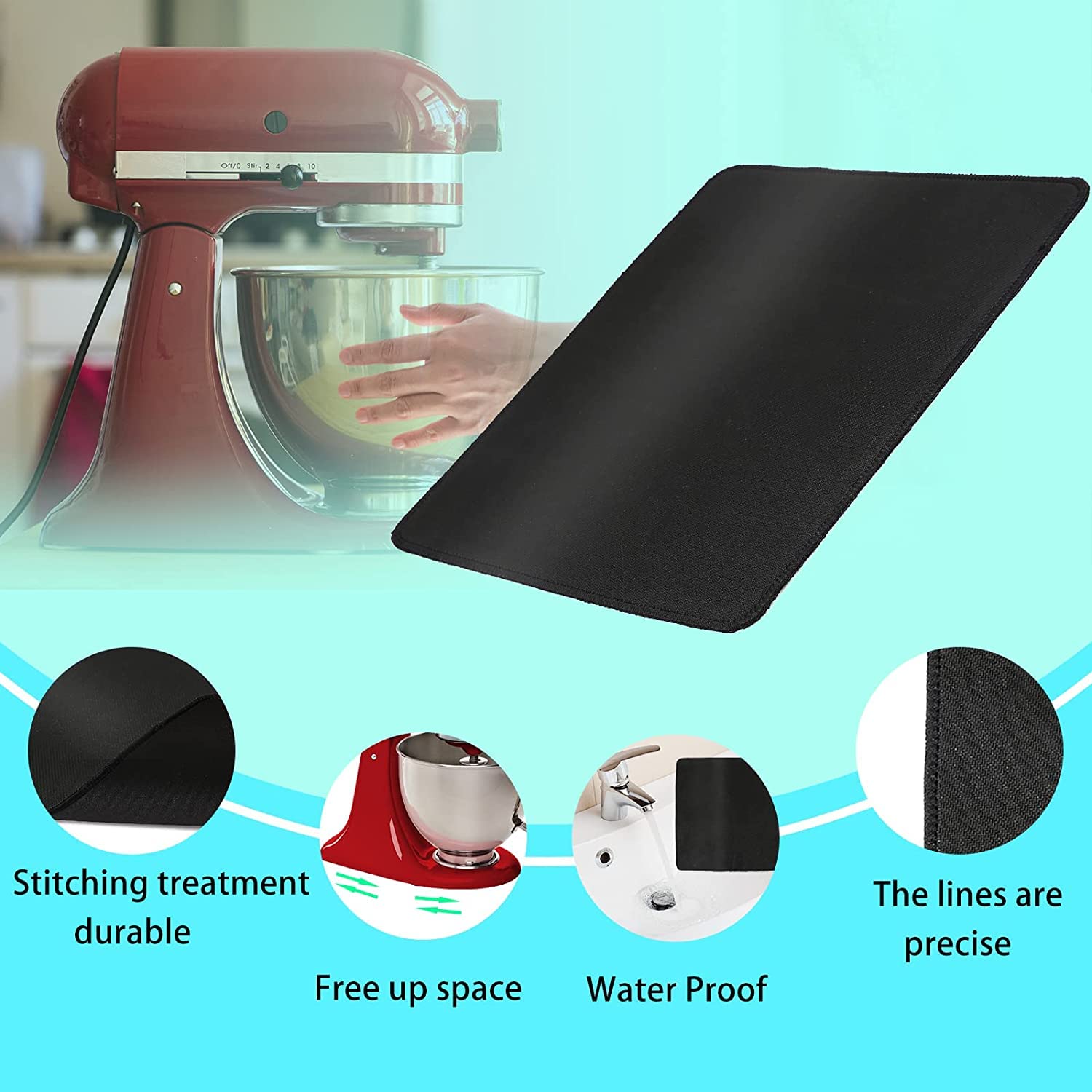 Machine washable heat resistant kitchen mat for appliances