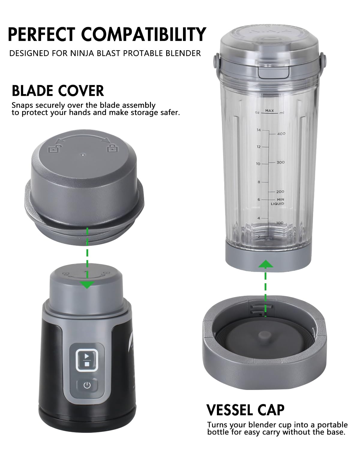 Ninja Blast portable blender vessel cap close up
