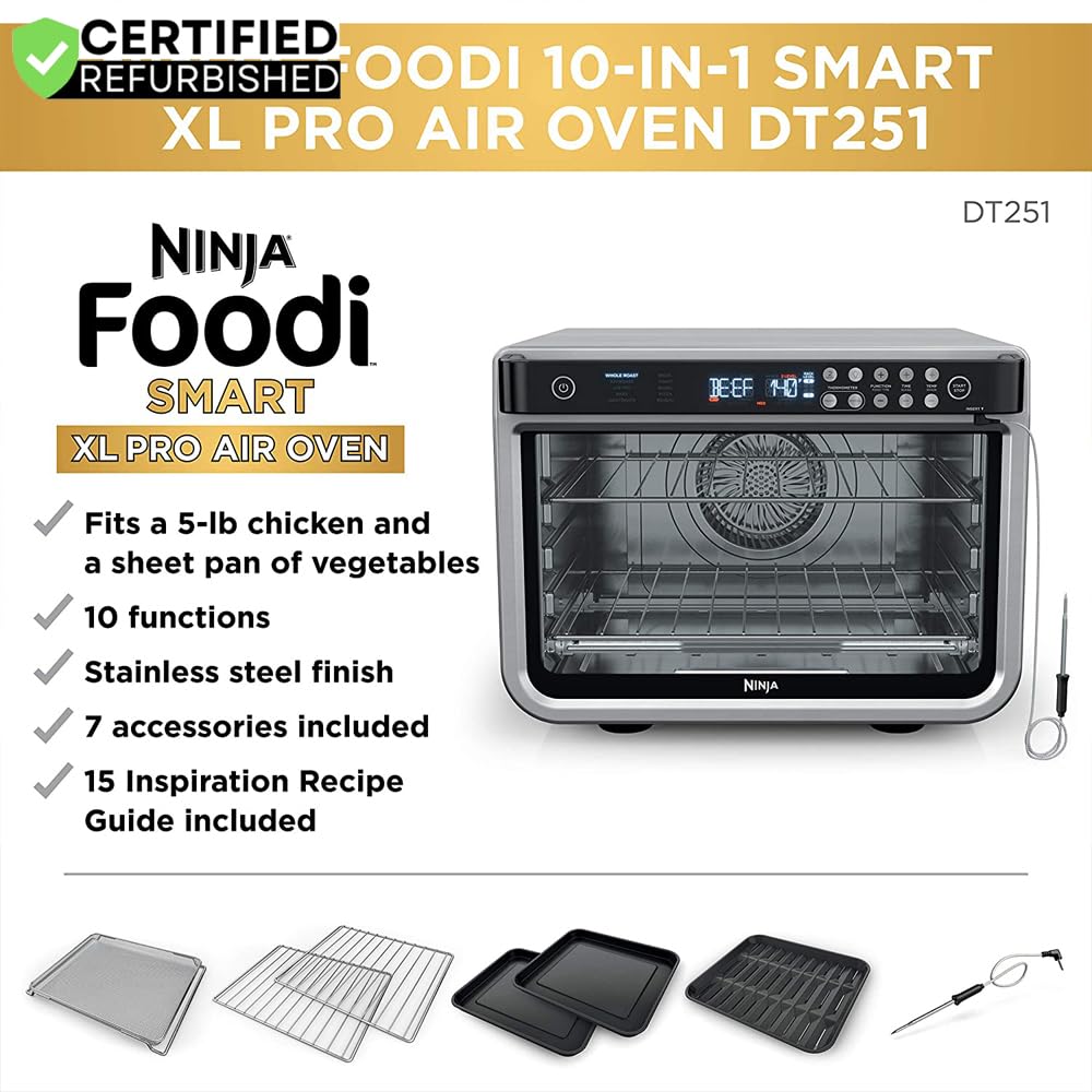 Ninja DT2550 Foodi 10-in-1 Smart XL Air Fry Oven Renewed side view
