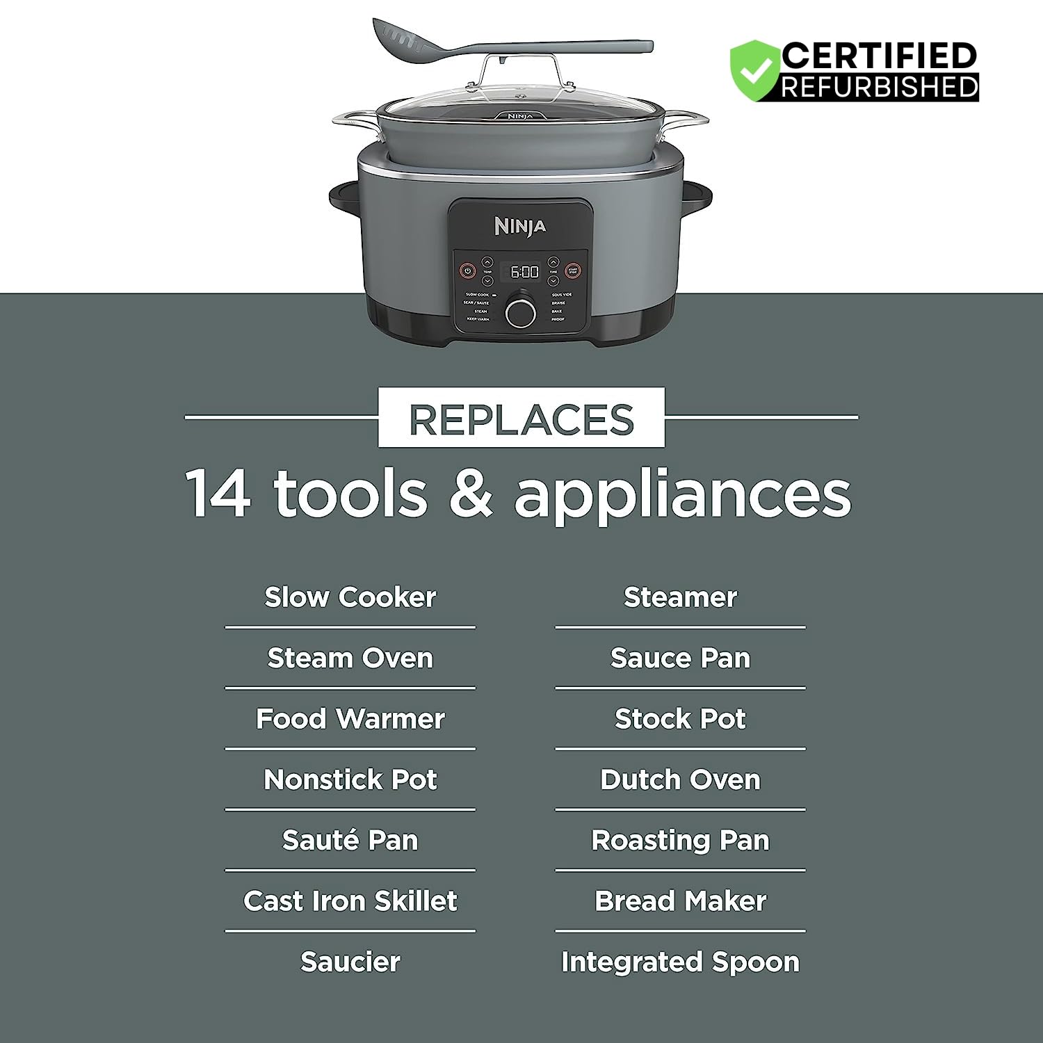 Renewed bundle for Ninja MC1001 Foodi Possible Slow Cooker PRO