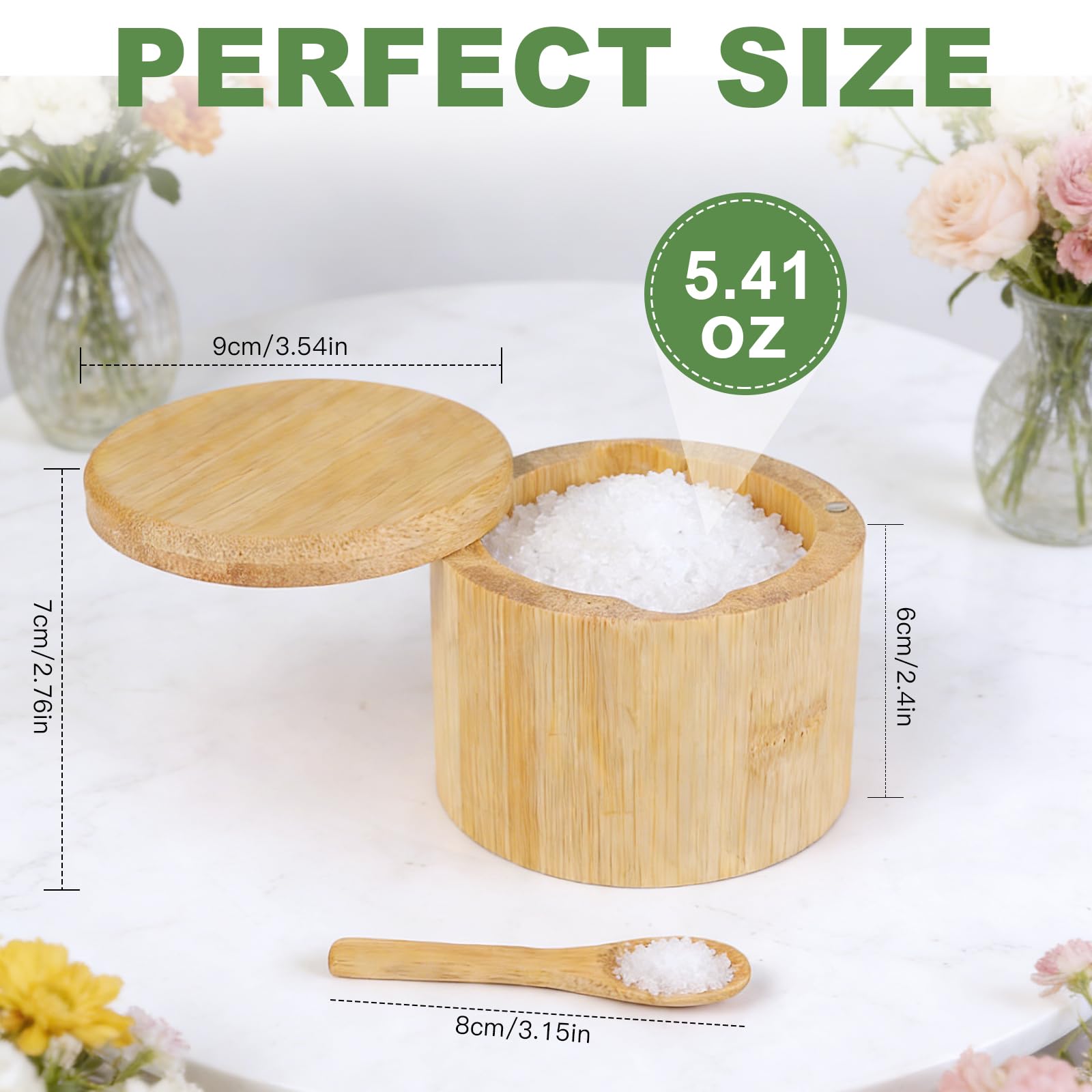 Ninsula salt cellar with 360 degree magnetic lid close-up