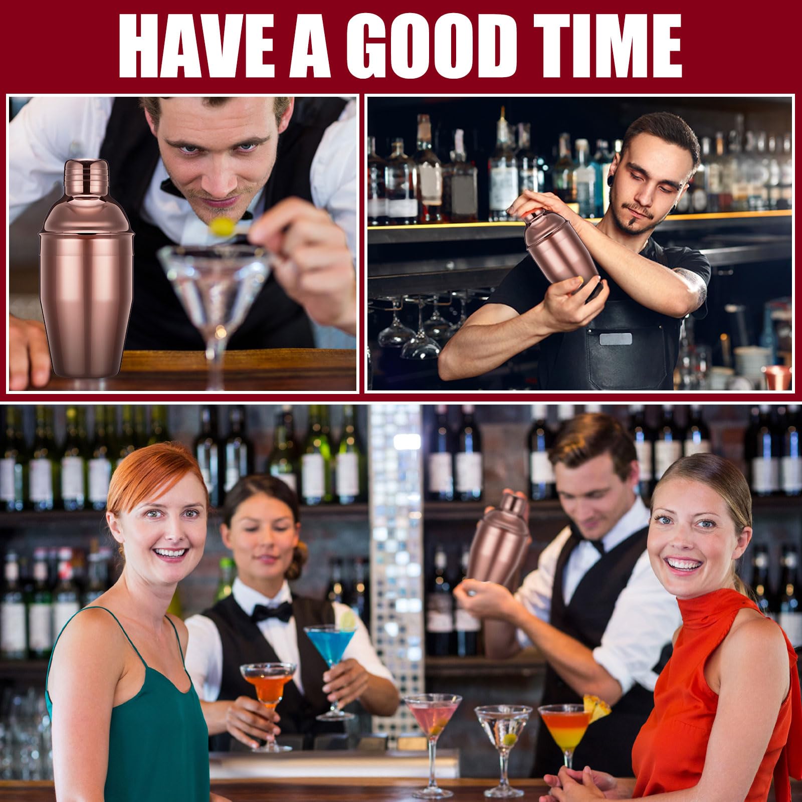 Nitial bar shaker rose gold stainless steel 8 oz