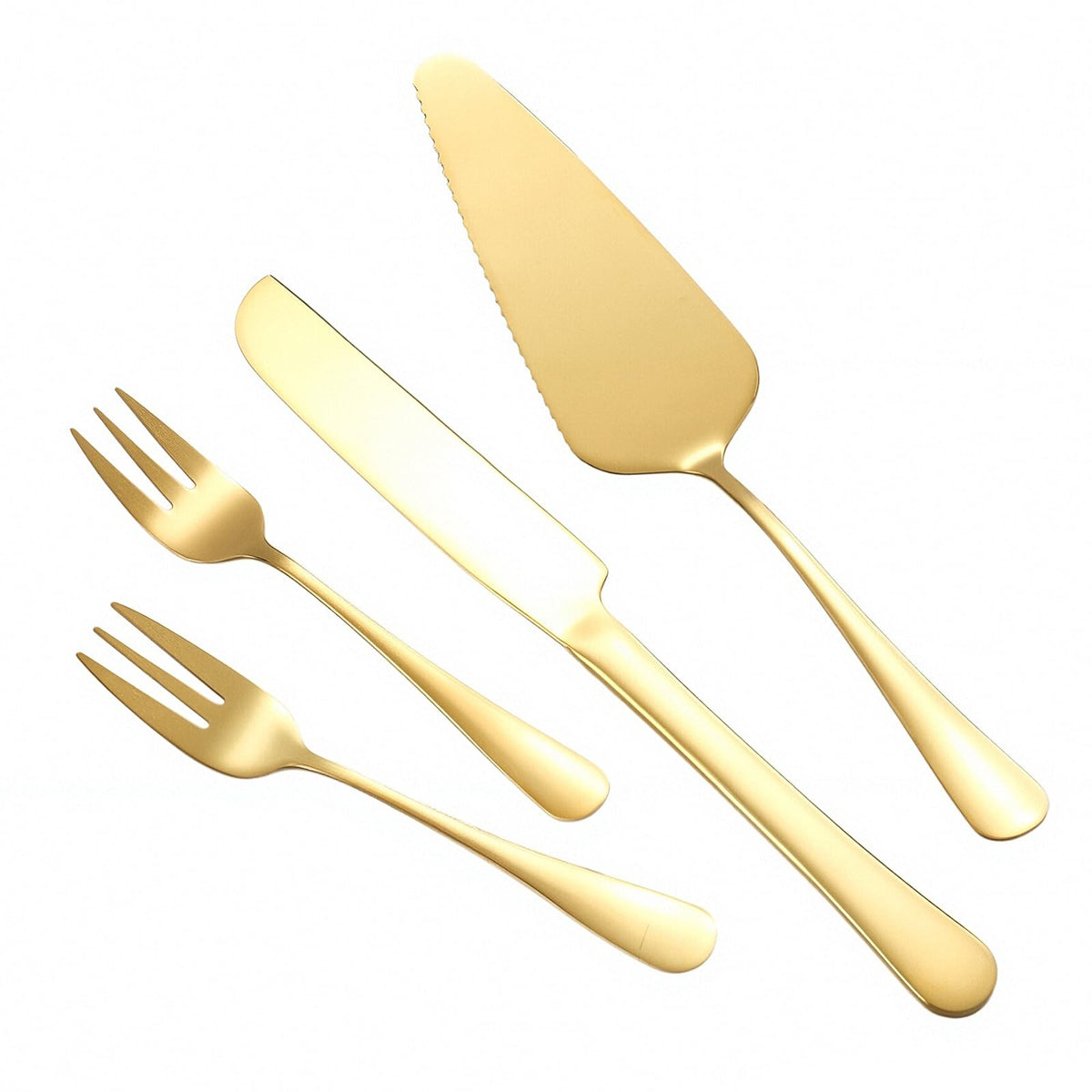 NITOTECA wedding cake cutting set with gold finish and knife and server