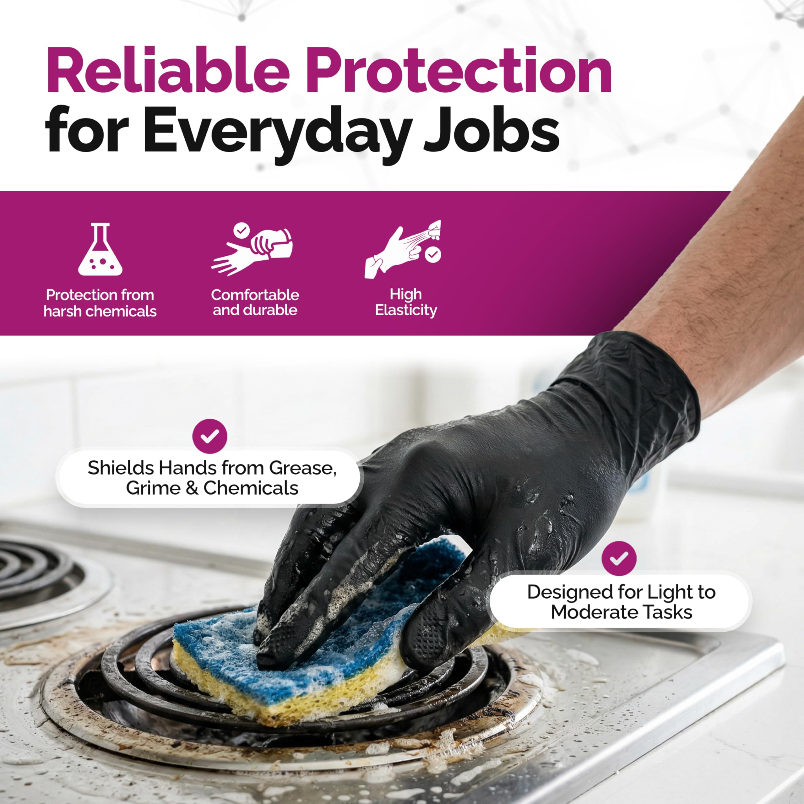 GripProtect Precise Black Nitrile Gloves 4 Mil chemical resistance