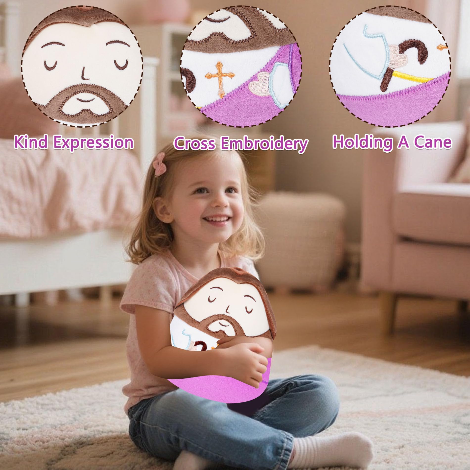 Purple 10 inch NIUBEHOHO Jesus Plush Pillow gift idea