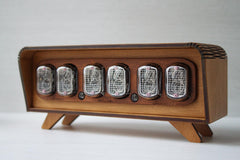 Nixie tube clock in 12 format close up
