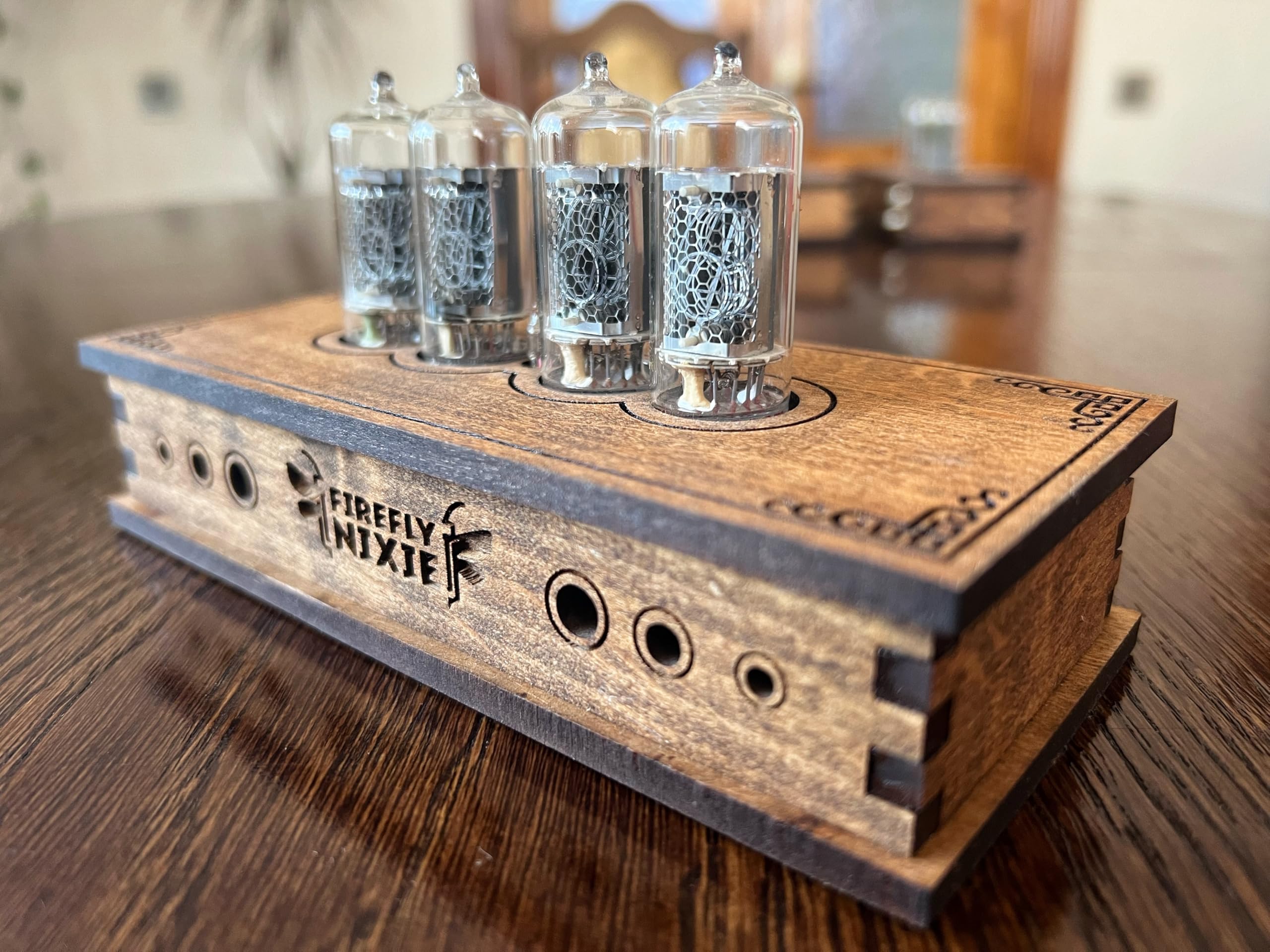 Handmade Ukraine crafted nixie clock close up