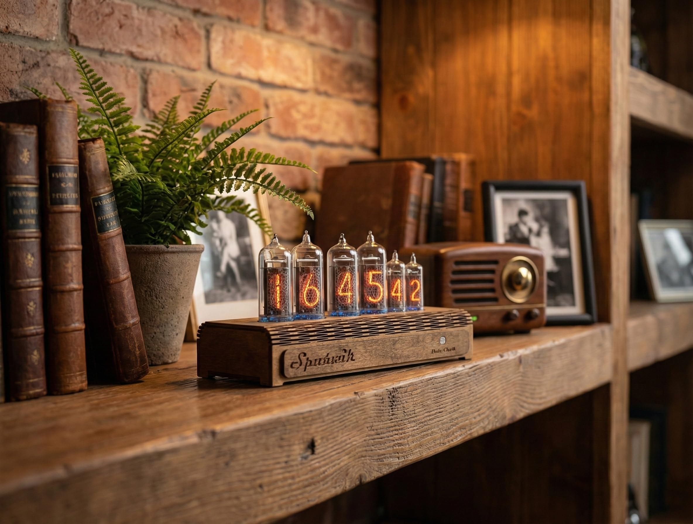 Handmade Nixie vintage clock with IN-14 and IN-16 tubes